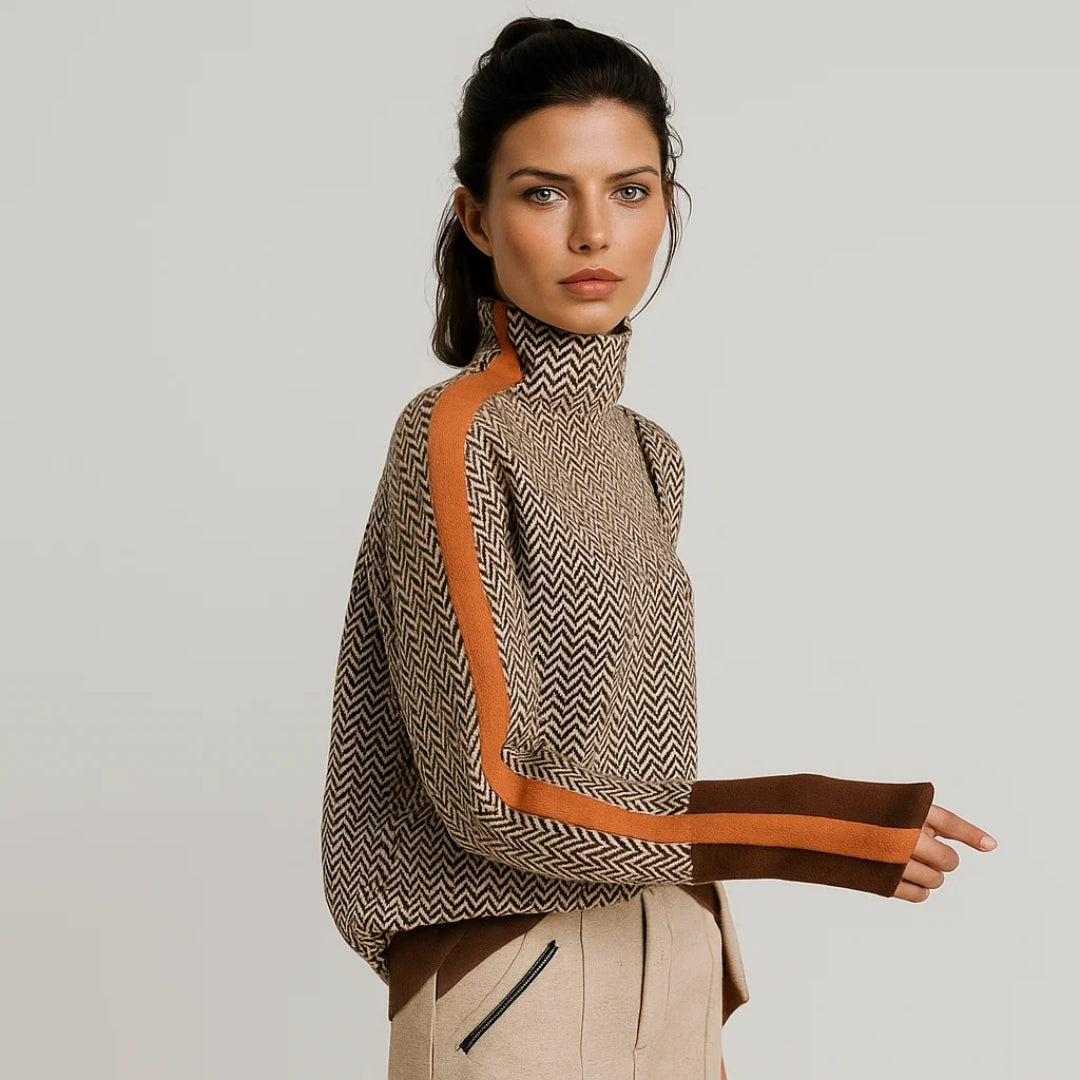 Elsa | Herringbone Luxe Turtleneck