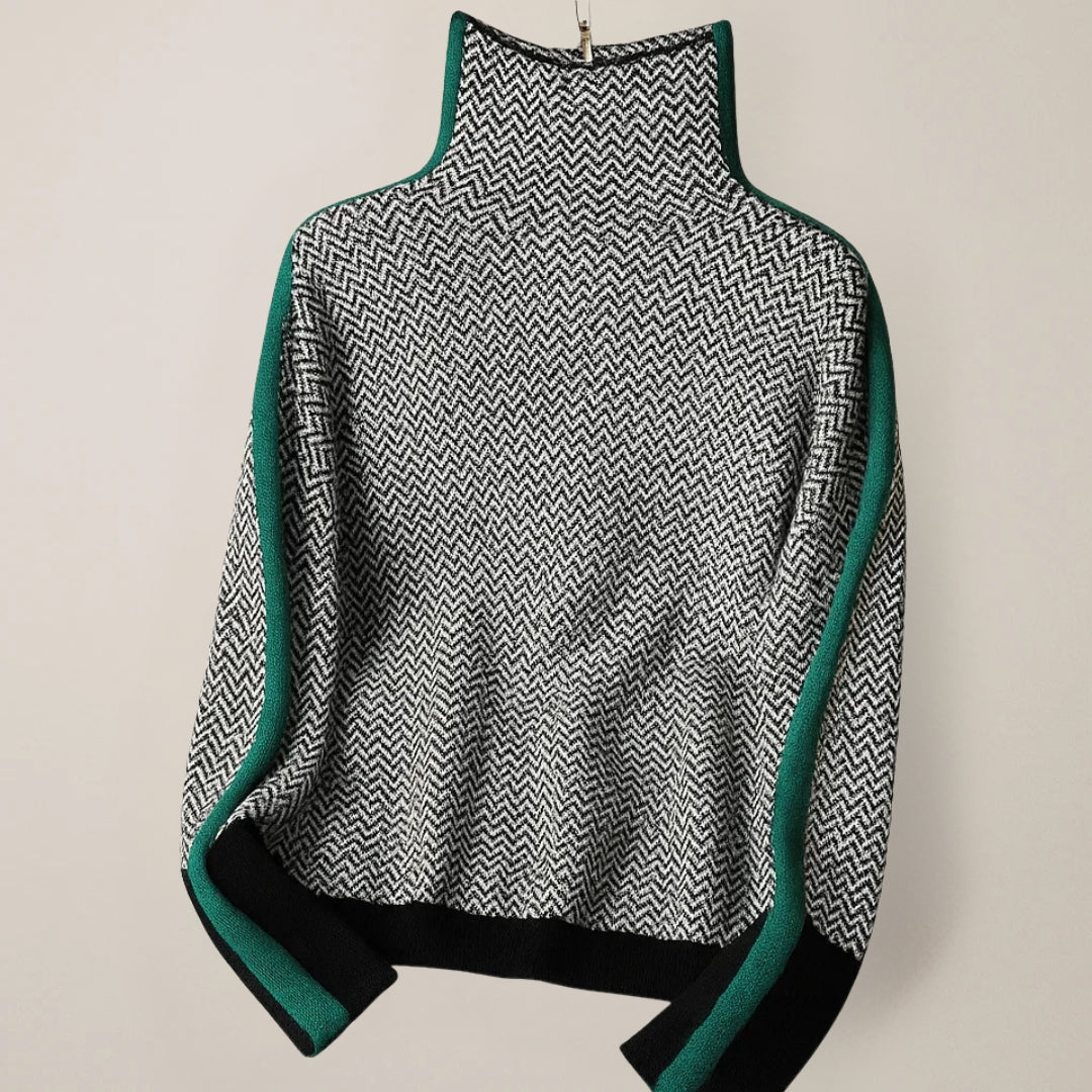 Elsa | Herringbone Luxe Turtleneck