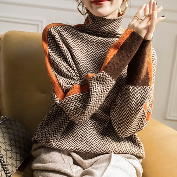 Elsa | Herringbone Luxe Turtleneck