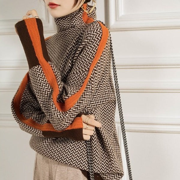 Elsa | Herringbone Luxe Turtleneck