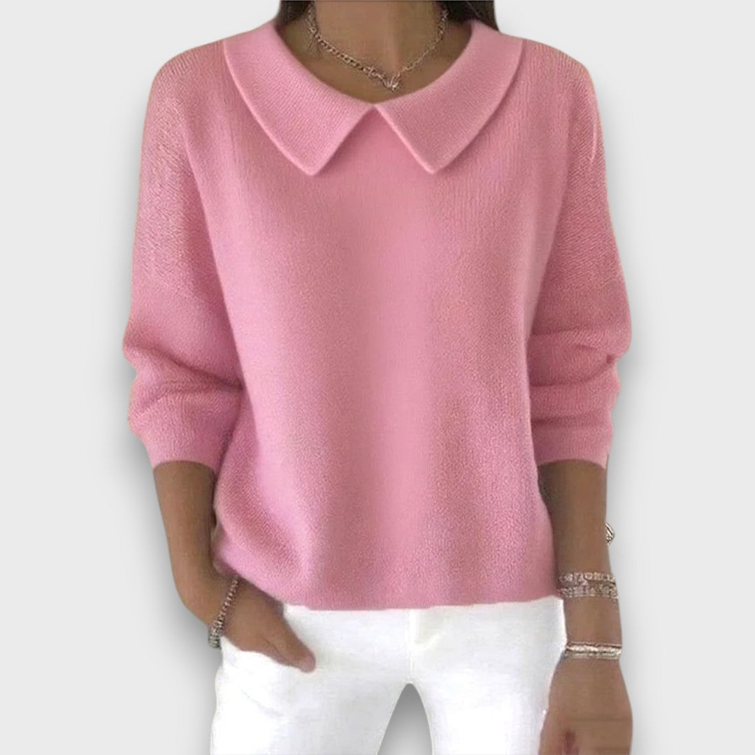 Anika – Klassisk tröja med kragdetalj