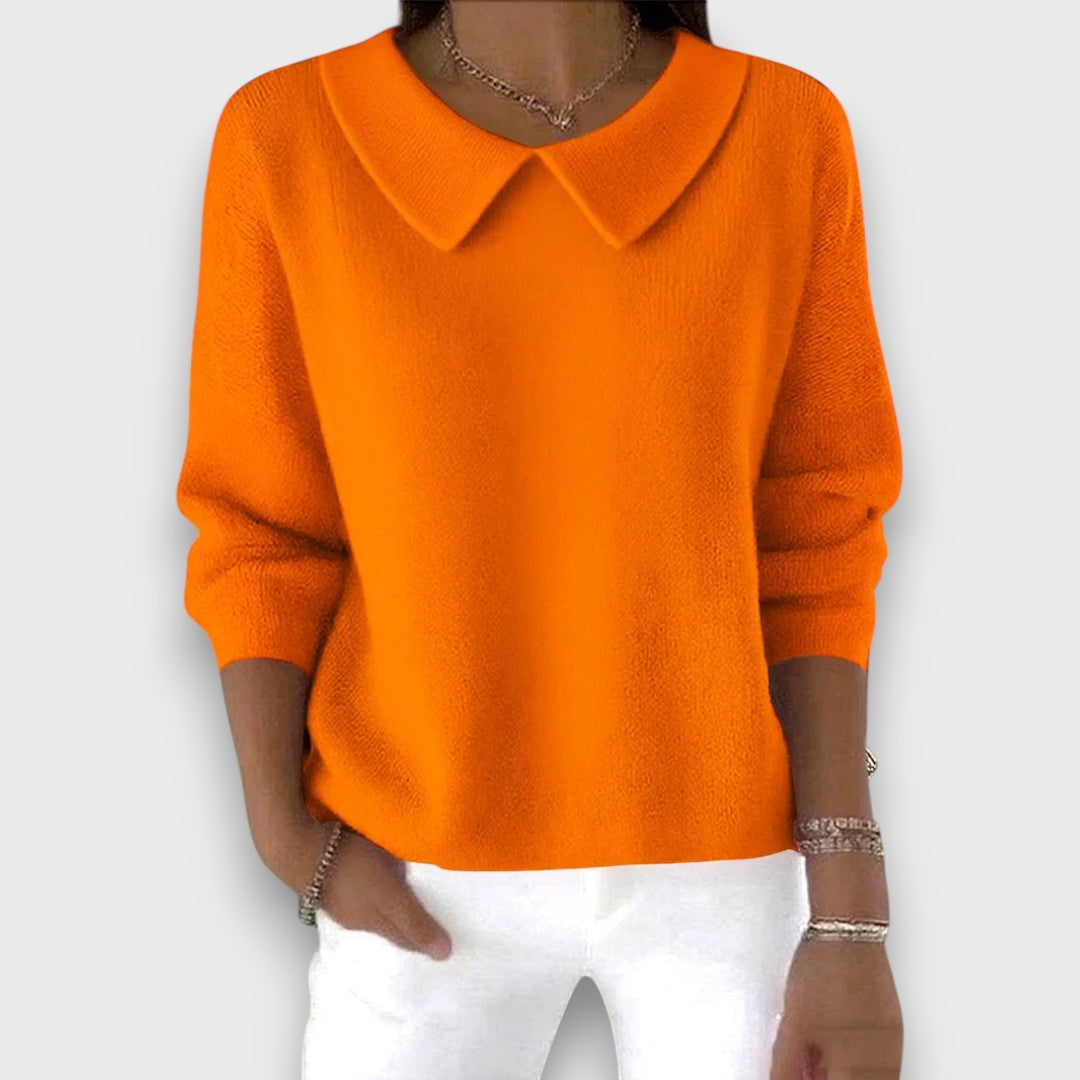 Anika – Klassisk tröja med kragdetalj