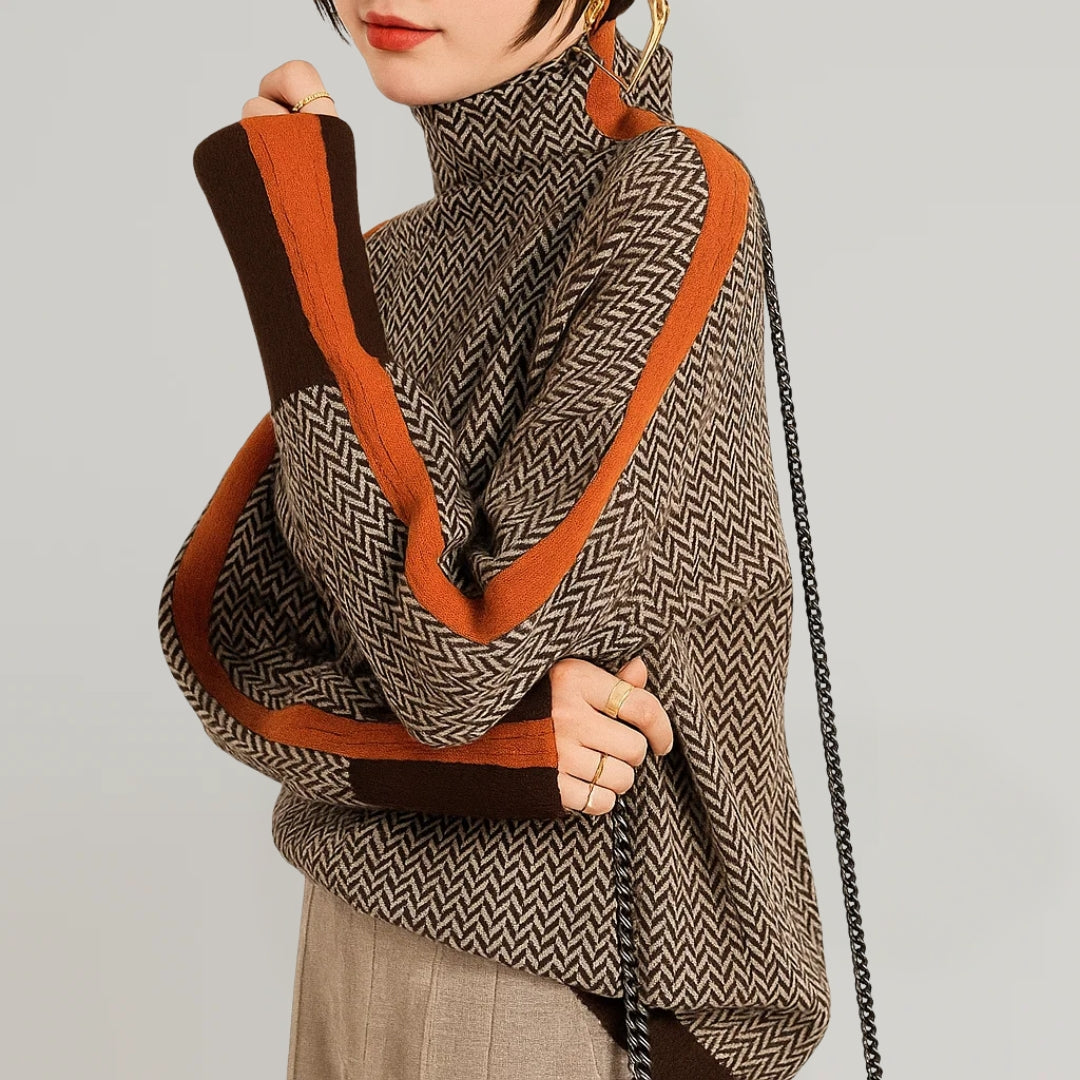 Elsa | Herringbone Luxe Turtleneck
