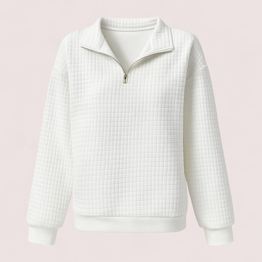 Stockholm Heritage | Chic Vaffletröja med Dragkedja